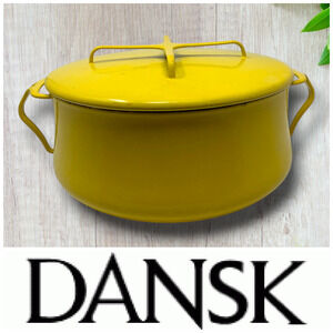 Vtg Dansk Designs Kobenstyle IHQ Quistgaard Yellow Enamelware 6 Qt Dutch Oven